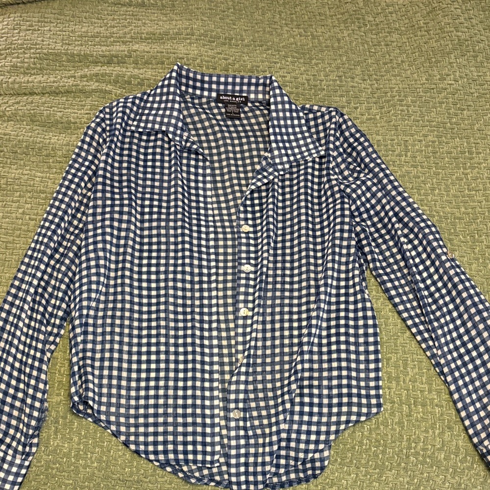 Navy and White Gingham Shirt